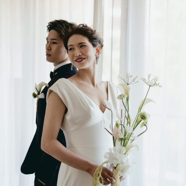 西田有志さん、古賀紗理那さんの結婚式のウェディングドレス・タキシードをお手伝いいたしました